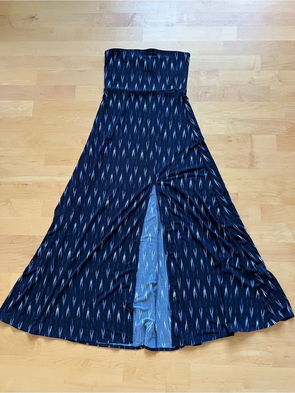 Banana Republic Navy Maxi Skirt with Subtle Ikat Pattern